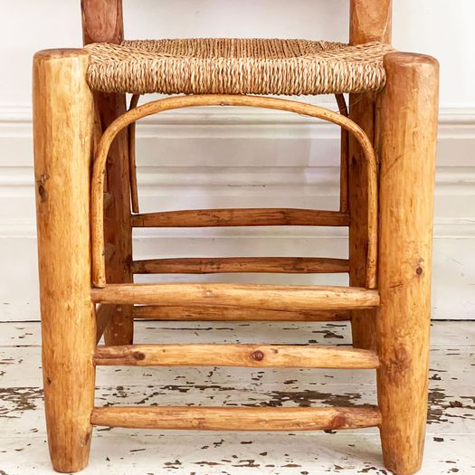 A Set of Four Mid Century Spanish Rope and Wood Chairs