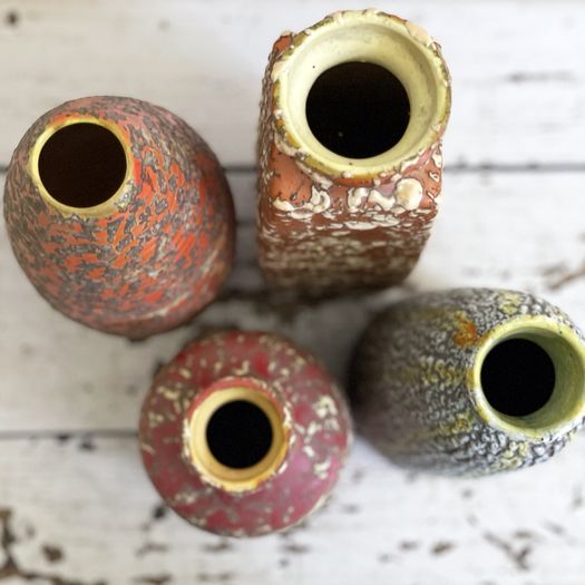 Four Textured 1970's Hungarian Ceramic Vases