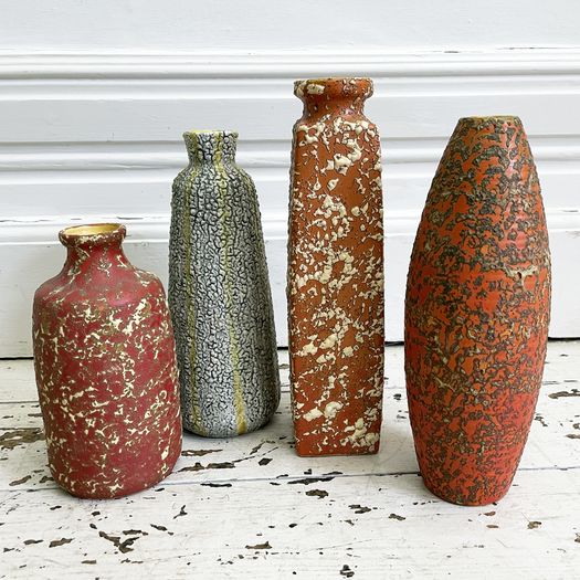 Four Textured 1970's Hungarian Ceramic Vases