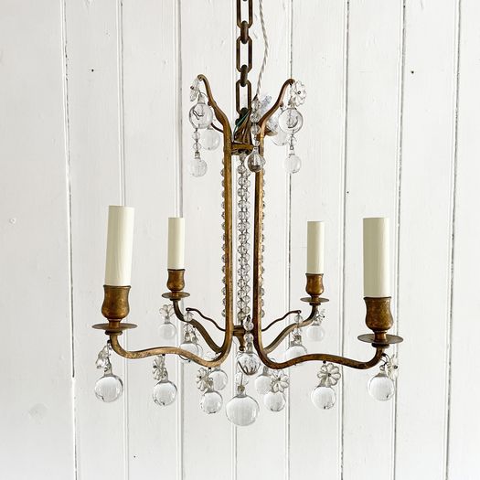 A 1920's Brass & Glass French Chandelier of Exceptional Quality