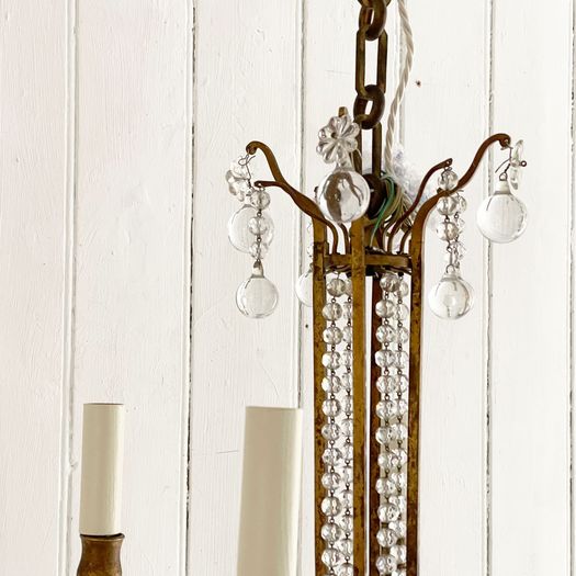A 1920's Brass & Glass French Chandelier of Exceptional Quality