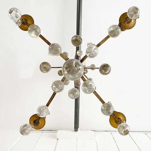 A 1920's Brass & Glass French Chandelier of Exceptional Quality