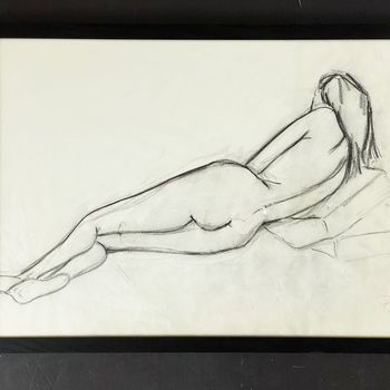 A 1950's French Charcoal Life Drawing on Paper