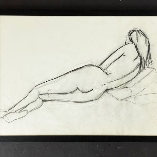 A 1950's French Charcoal Life Drawing on Paper