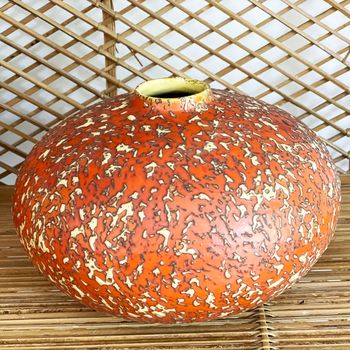 A Red & Yellow Textured 1970's Hungarian Ceramic Vase - No2