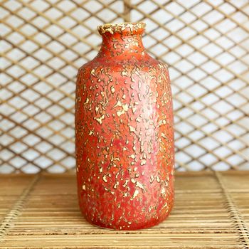 A Red & Yellow Textured 1970's Hungarian Ceramic Vase - No1