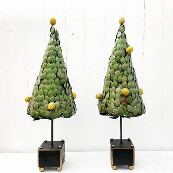 A Pair of 1950's Italian Polychrome Metal Lemon Trees