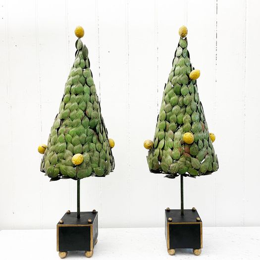 A Pair of 1950's Italian Polychrome Metal Lemon Trees
