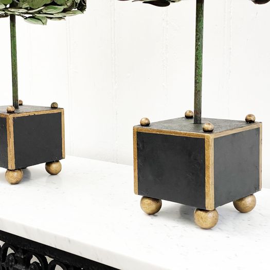 A Pair of 1950's Italian Polychrome Metal Lemon Trees