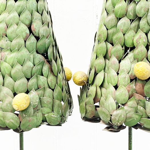 A Pair of 1950's Italian Polychrome Metal Lemon Trees