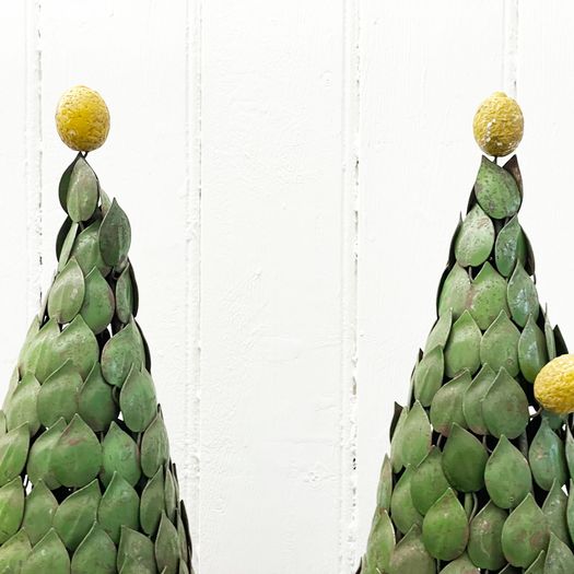 A Pair of 1950's Italian Polychrome Metal Lemon Trees