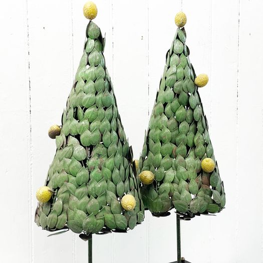 A Pair of 1950's Italian Polychrome Metal Lemon Trees