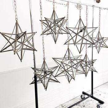 Vintage Italian Brass & Glass Star Lanterns - Medium