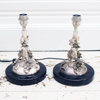 A Pair of 1960's Italian Solid Silver Artisan Made Table Lights