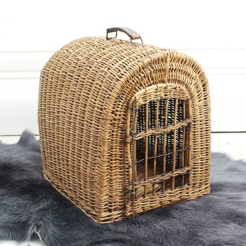 A Charming 1920's Wicker Cat or Small Dog Carrying Basket