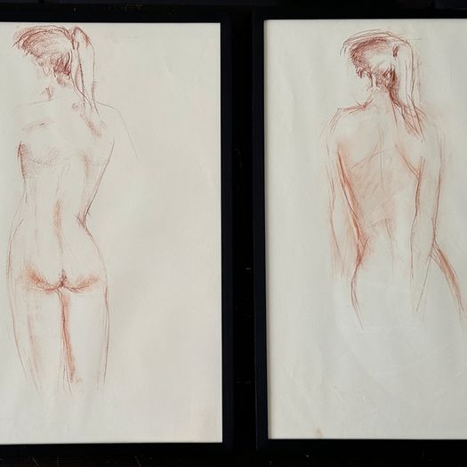 A 1980's French Framed Sanguine Life Study II