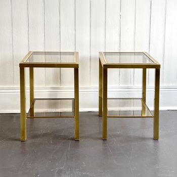 A Pair of 1970's Two Tier Brass Plated Side Tables