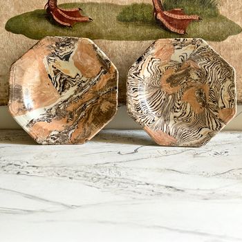 Vintage Pichon d'Uzes Marbled Ceramic Plates - Sold Separately