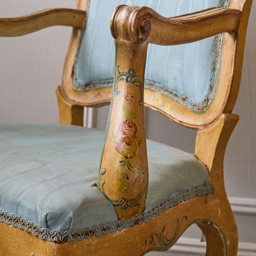 A beautiful mid twentieth century Venetian ladies bureau and matching open armchair