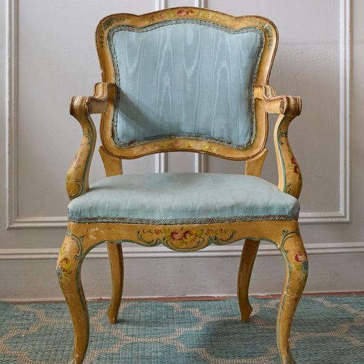 A beautiful mid twentieth century Venetian ladies bureau and matching open armchair