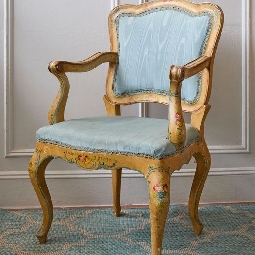 A beautiful mid twentieth century Venetian ladies bureau and matching open armchair