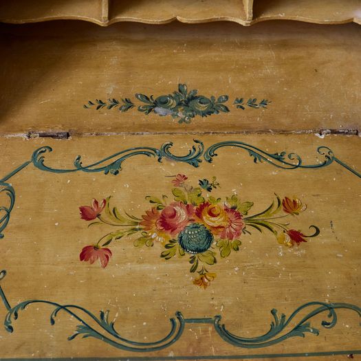 A beautiful mid twentieth century Venetian ladies bureau and matching open armchair