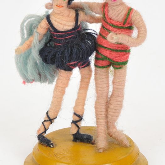 A rare Grecon miniature pair of Swimmers on a wooden base made in Germany in the 1920s