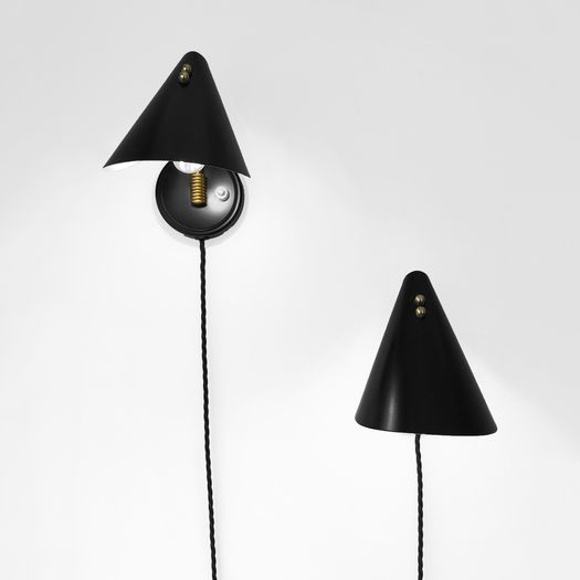 Pair of Danish 1950s black wall lamps