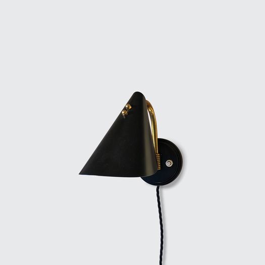 Pair of Danish 1950s black wall lamps