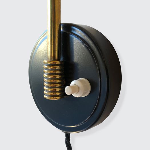 Pair of Danish 1950s black wall lamps