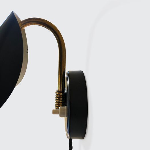 Pair of Danish 1950s black wall lamps