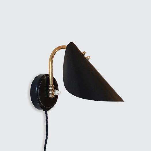 Pair of Danish 1950s black wall lamps