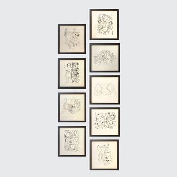 Set of 9 prints by George Grosz (German, 1893 - 1959)