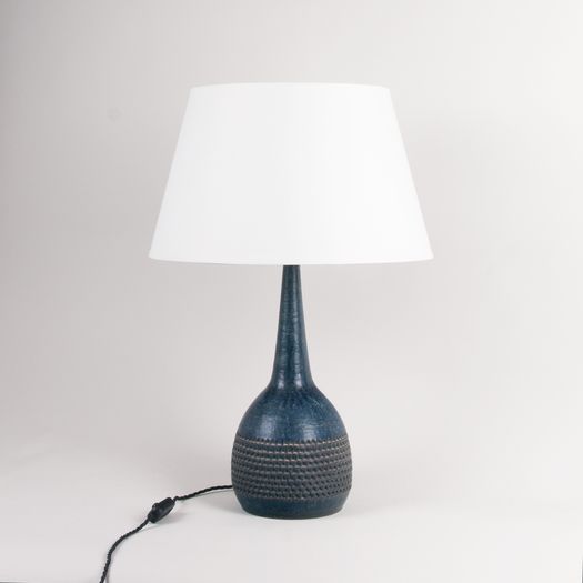 Blue glazed table lamp by Per Linnemann-Schmidt