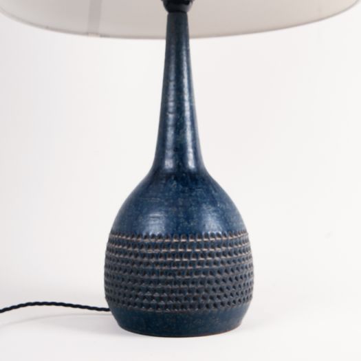 Blue glazed table lamp by Per Linnemann-Schmidt