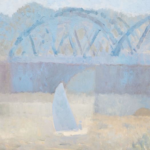 'Dingy sailing by Barnes bridge' by Bernard Myers