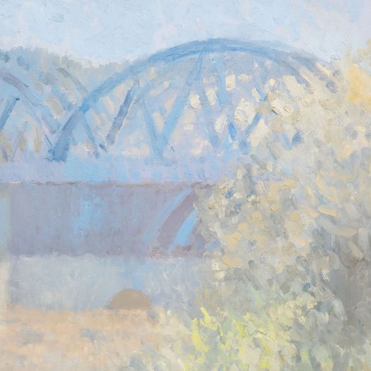 'Dingy sailing by Barnes bridge' by Bernard Myers