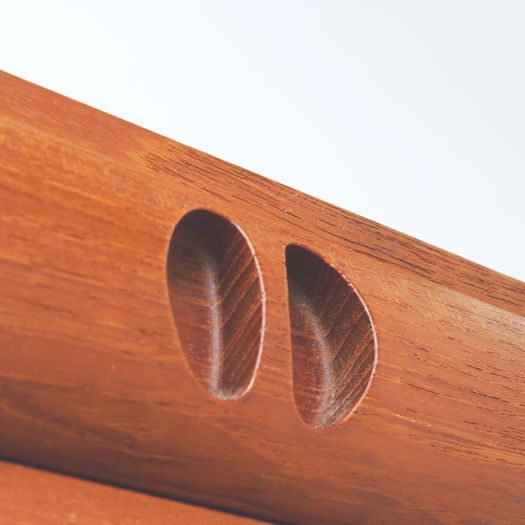 Pair of wall-hanging bedside tables with hollow handles