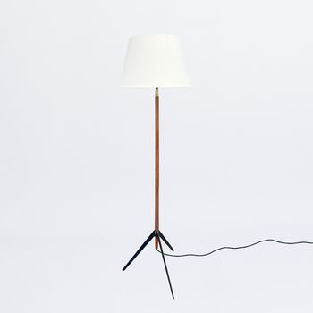 Floor lamp with black metal tripod base