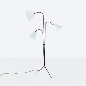 Floor lamp with three adjustable arms and tripod base