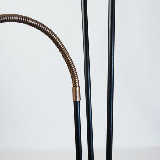 Floor lamp with three adjustable arms and tripod base
