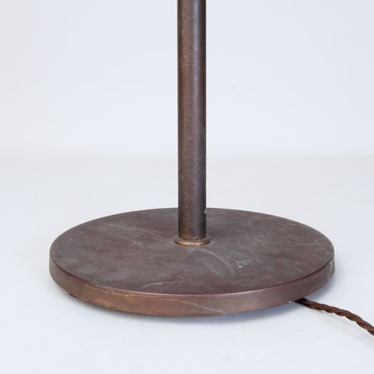 Floor lamp with two light spots and original textile shade