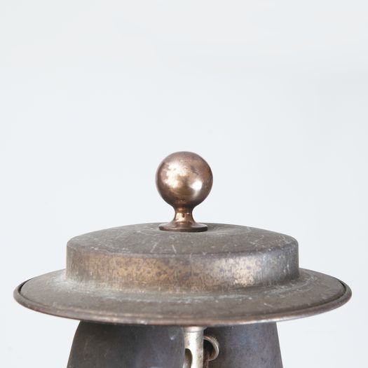 Floor lamp with two light spots and original textile shade