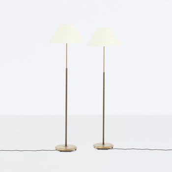 Pair of floor lamps with fluted stem designed by Harald Notini (Swedish, 1879 - 1959)