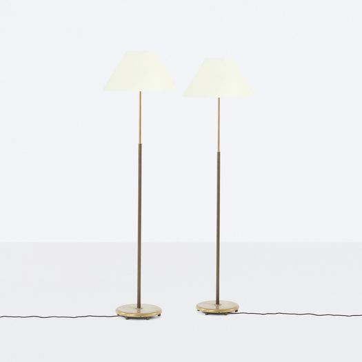 Pair of floor lamps with fluted stem designed by Harald Notini (Swedish, 1879 - 1959)