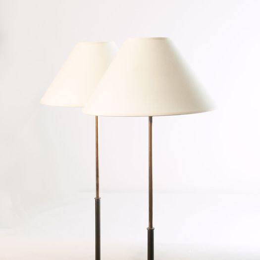 Pair of floor lamps with fluted stem designed by Harald Notini (Swedish, 1879 - 1959)