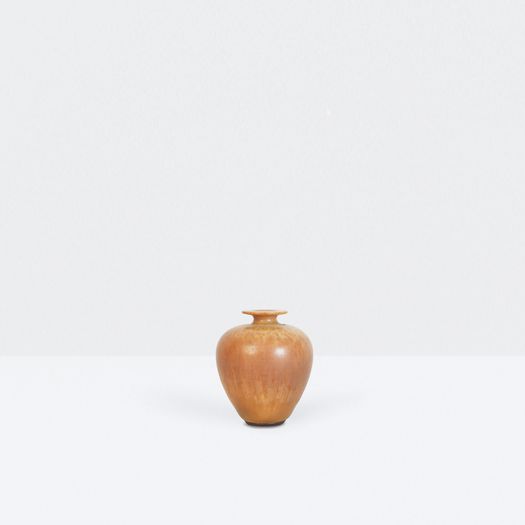 Miniature orange vase thrown and glazed by Berndt Friberg