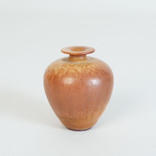 Miniature orange vase thrown and glazed by Berndt Friberg