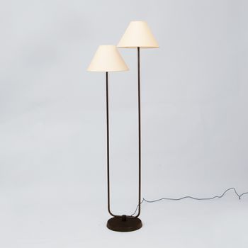 Floor lamp with two shades made by Voss Belysning