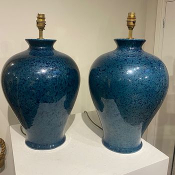 Large pair of English studio pottery lamps